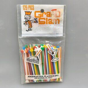 Vintage 125x Soodhalter Plastics "Grand Slam" Cocktail Picks NIP Barware Retro